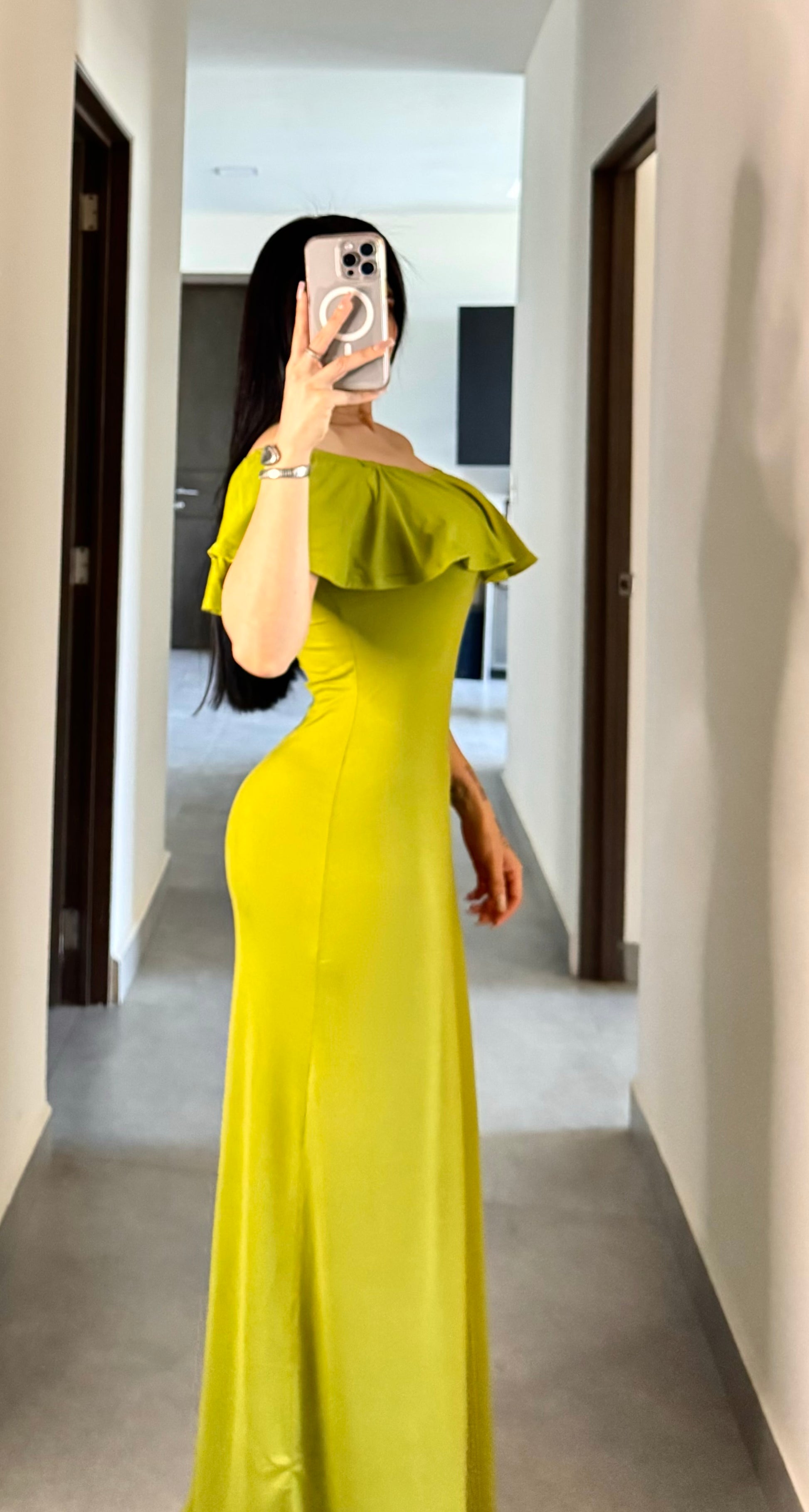 Maxi vestido escarola