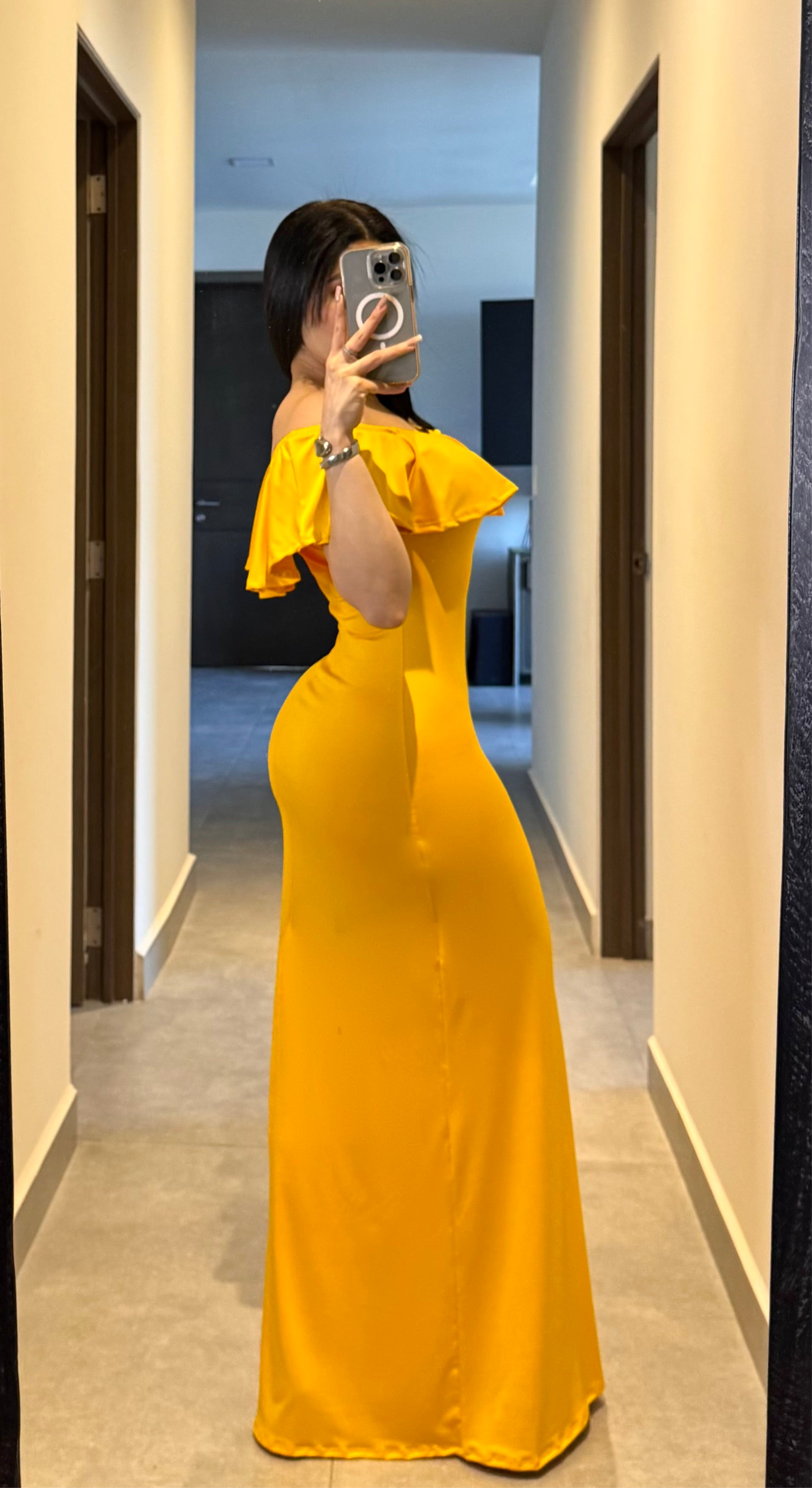 Maxi vestido escarola