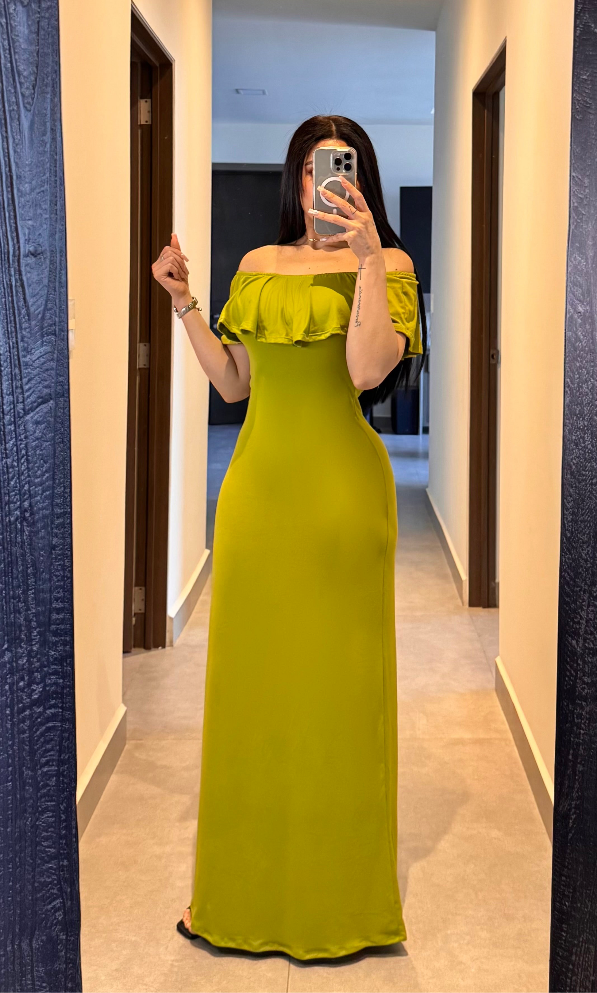 Maxi vestido escarola