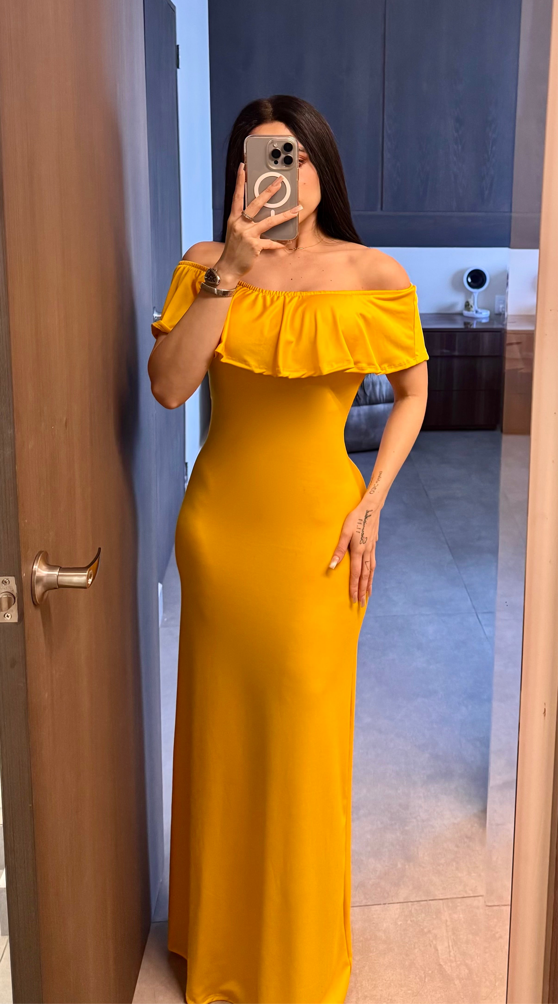 Maxi vestido escarola