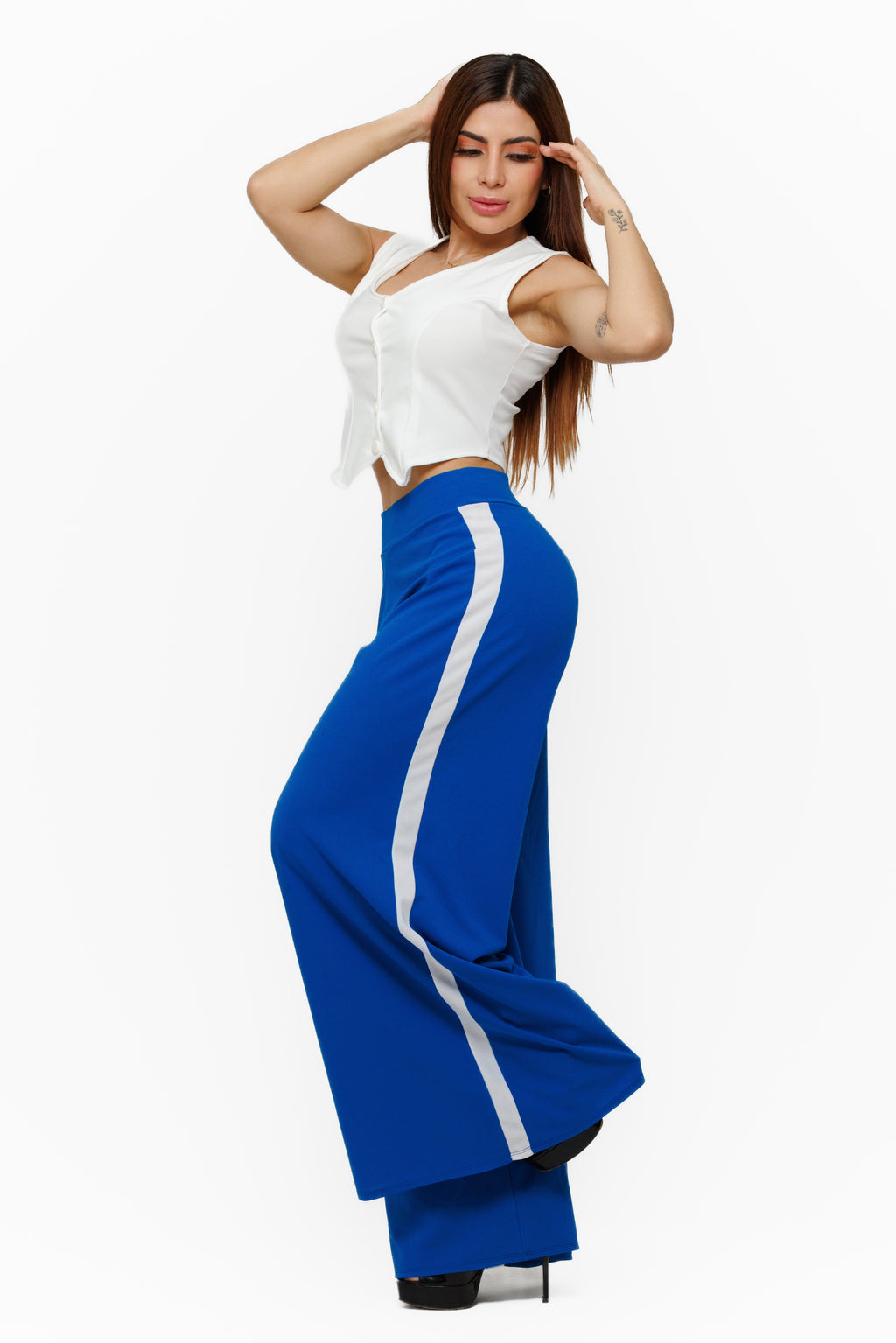 Pantalón acampanado franja