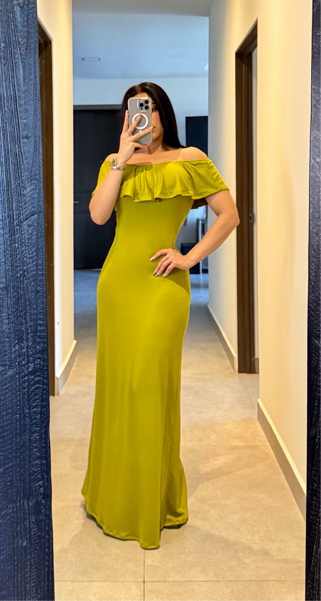 Maxi vestido escarola